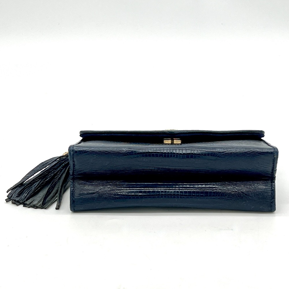 Vntg Jay Herbert New York Mini Crocodile Embossed Navy Leather Crossbody Clutch - Picture 6 of 11